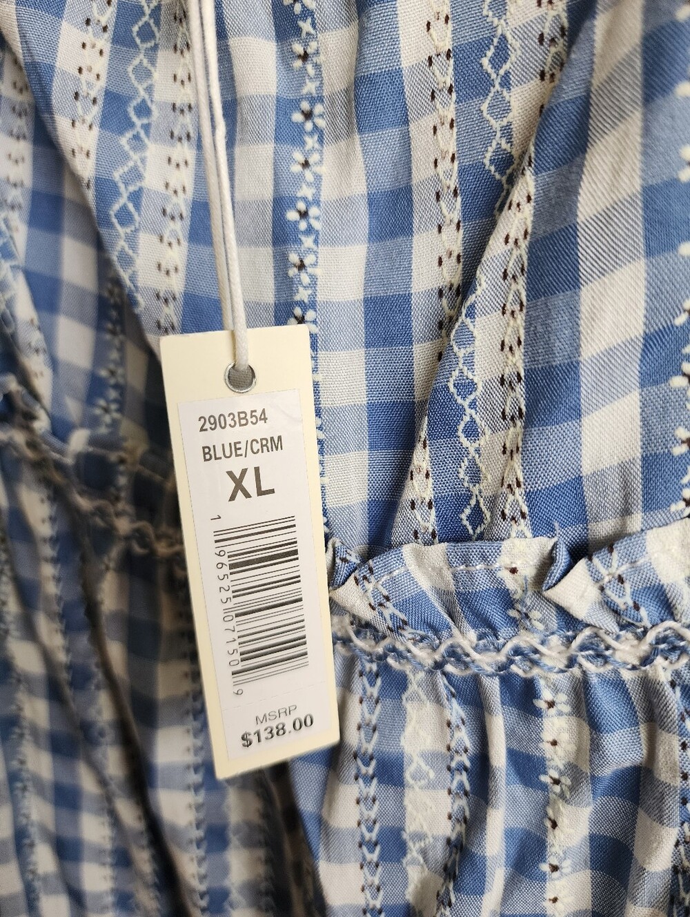 NWT Max Studio Blue White Gingham Tiered Maxi Dress- Size XL - Picture 4 of 9